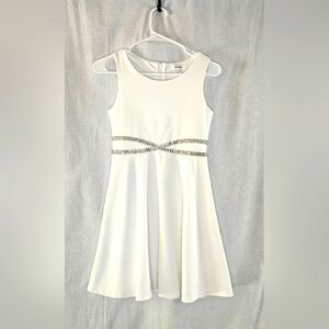 Speechless Kids white formal dress with real crystal accents sz 14 girls